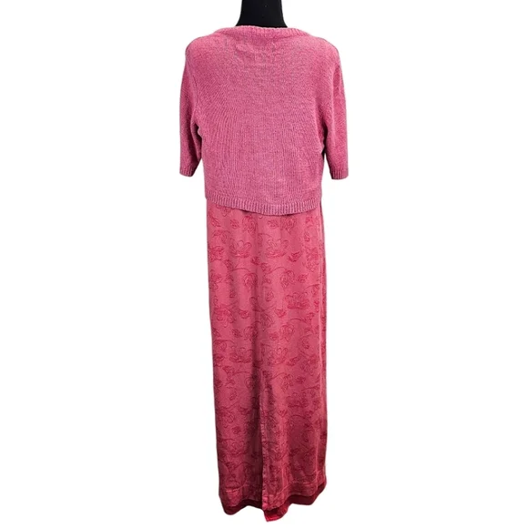 Vintage 90s Soft Girl Maxi Dress + Cardigan 8 Femcore Coquette Phoebe Buffay - Picture 5 of 16